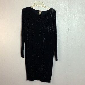 Bejeweled Black Haute Hippie long-sleeve bodycon dress